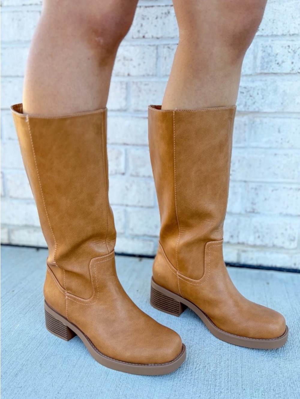 MIA Tall Tan Mid-Heel Riding Boots Banana NEW Size 9